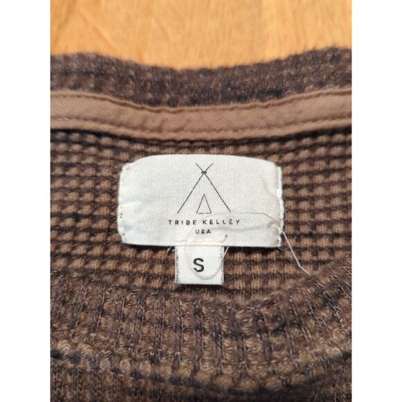 Tribe Kelley Sweatshirt Womens Small Brown Long Sleeves Oversized Thermal Waffle - Picture 3 of 9